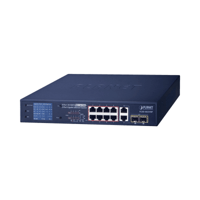 FGSD-1022VHP PLANET Switch PoE+ / distancia 250 metros / 8 puertos + 2 combo TP/SFP gigabit