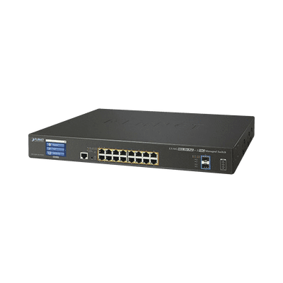 GS-5220-16UP2XVR PLANET Switch Administrable Capa 3, 16 Puertos Gigabit con PoE 802.3bt