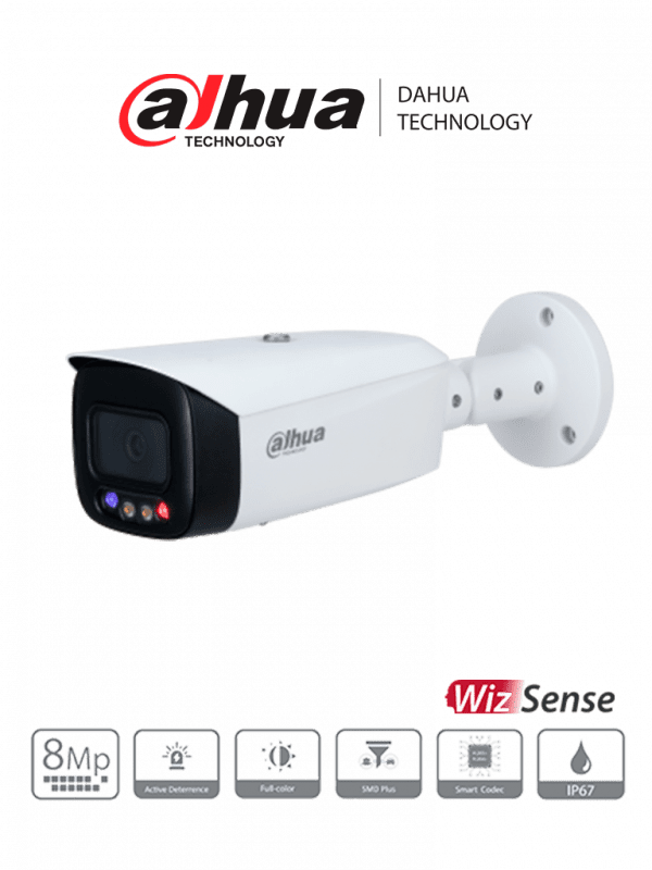 IPC-HFW3849T1-AS-PV DAHUA Camara IP Bullet de 8MP con Disuación Activa/ TiOC/ WizSense/ Lente de 2.8mm/ Ir de 30 Mts