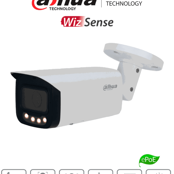DH-IPC-HFW5449T-ASE-LED DAHUA Cámara IP Bullet Full Color de 4MP/ Lente de 2.8 mm/ 60 Metros de Iluminación/ Micrófono Integrado