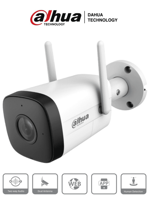 IPC-HFW1230DT-STW DAHUA Camara ECONOMICA PARA CASA/ IP Bullet Wifi de 2MP / Lente de 2.8 mm/ 100 Grados de Apertura/ IR de 30 Metros/ H.265