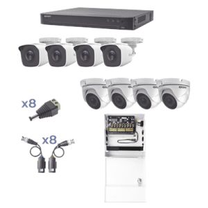 KEVTX8T4BW/4EW EPCOM KIT TurboHD 1080p PARA CASA O NEGOCIO/ DVR 8 Canales/ 4 Cámaras Bala (exterior 2.8 mm)/ 4 Cámaras Eyeball (exterior 2.8 mm)