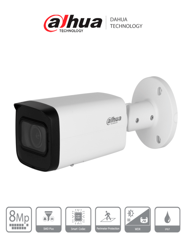 DH-IPC-HFW2841T-ZS DAHUA Cámara IP Bullet de 8MP/ 113°/ H.265+/ Ranura para MicroSD/IP67