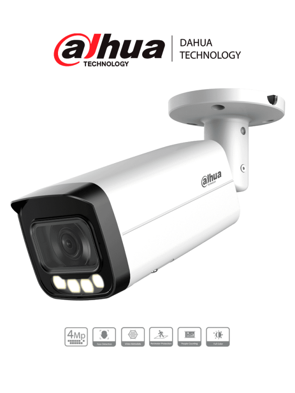 DH-IPC-HFW5449TP-ASE-LED-0280B-S2 DAHUA Cámara IP Bullet Full Color de 4 MP/ Micrófono Integrado/ Ranura para Micro SD