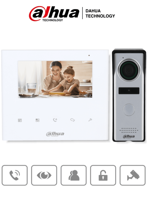DHI-KTA04 DAHUA Kit de videoportero analógico con monitor/ Incluye frente de calle con cámara de 1.3 MP