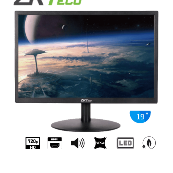 ZD192K ZKTECO Monitor LED HD de 19″/ 1440 x 900/ HDMI y VGA/ Operación 24/7
