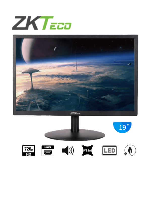 ZD192K ZKTECO Monitor LED HD de 19"/ 1440 x 900/ HDMI y VGA/ Operación 24/7