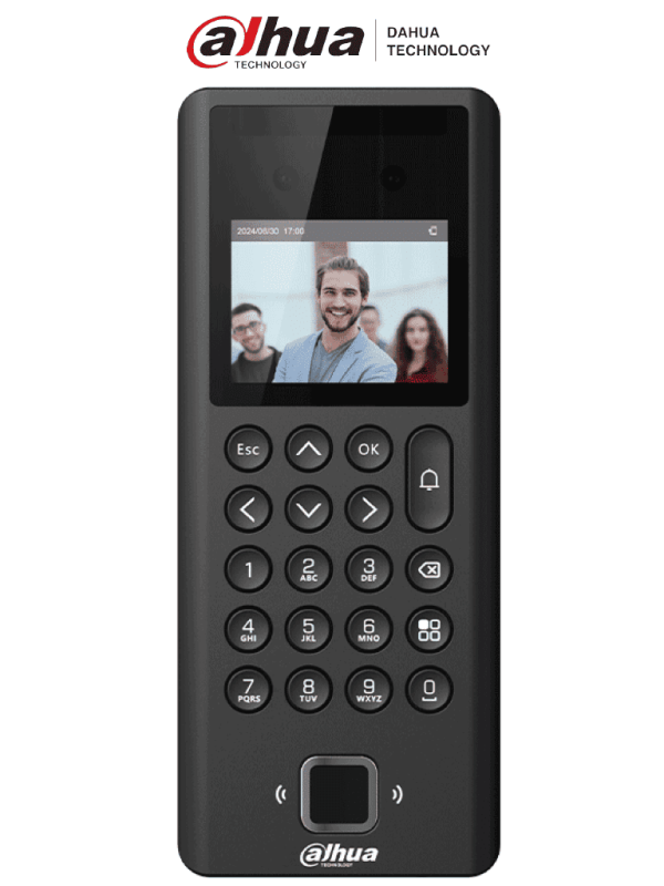 ASI3204E  DAHUA Control de acceso y Asistencia con reconocimiento facial, contraseñas, tarjetas Mifare y huellas