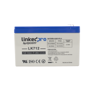 LK712 LINKEDPRO Batería 12 Vcc / 7 Ah / UL / Tecnología AGM-VRLA / Vida útil promedio 5 años / Para uso en equipo electrónico, Alarmas de Intrusión / Incendio