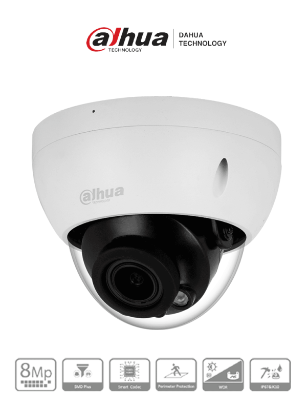 DH-IPC-HDBW2841R-ZS DAHUA Cámara IP Domo Antivandálica de 8MP con lente motorizado 2.7-13.5mm, IR 40m, IA WizSense